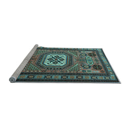 Sideview of Machine Washable Persian Light Blue Traditional Rug, wshtr2208lblu