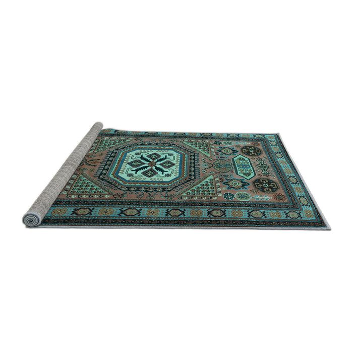 Sideview of Machine Washable Persian Light Blue Traditional Rug, wshtr2208lblu