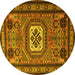 Round Machine Washable Persian Yellow Traditional Rug, wshtr2208yw