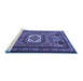 Sideview of Machine Washable Persian Blue Traditional Rug, wshtr2208blu