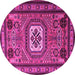 Round Machine Washable Persian Pink Traditional Rug, wshtr2208pnk