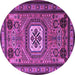 Round Machine Washable Persian Purple Traditional Area Rugs, wshtr2208pur