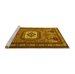Sideview of Machine Washable Persian Yellow Traditional Rug, wshtr2208yw