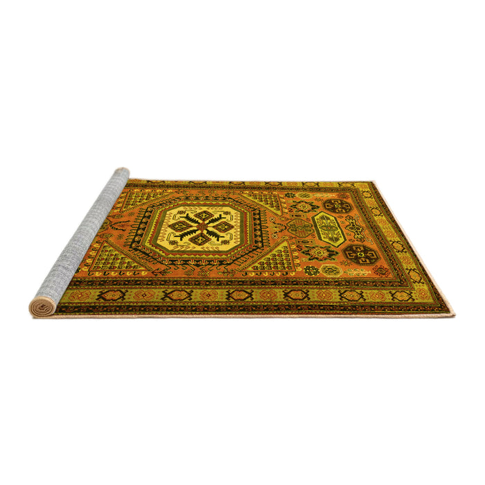 Sideview of Machine Washable Persian Yellow Traditional Rug, wshtr2208yw