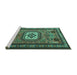 Sideview of Machine Washable Persian Turquoise Traditional Area Rugs, wshtr2208turq