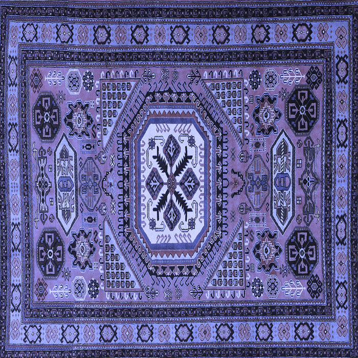 Square Machine Washable Persian Blue Traditional Rug, wshtr2208blu