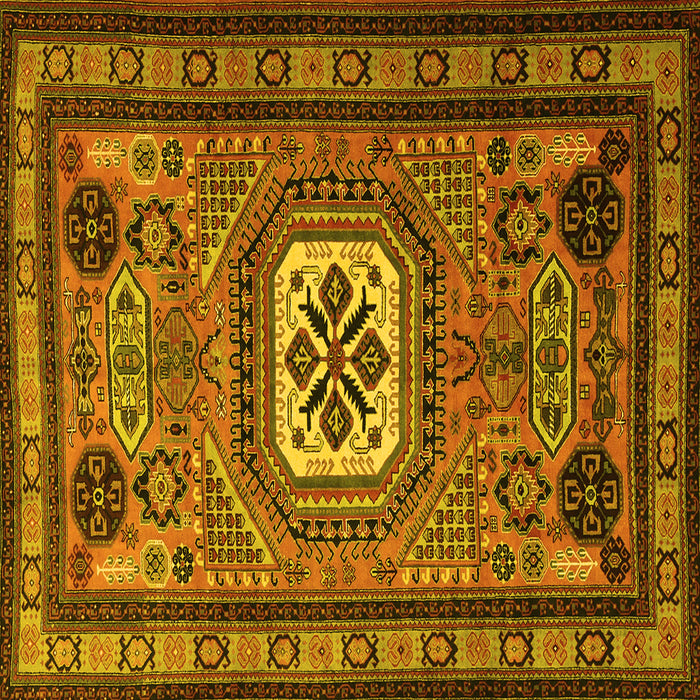 Square Machine Washable Persian Yellow Traditional Rug, wshtr2208yw