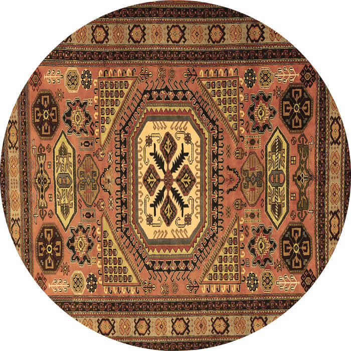 Round Machine Washable Persian Brown Traditional Rug, wshtr2208brn