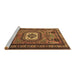 Sideview of Machine Washable Persian Brown Traditional Rug, wshtr2208brn