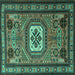 Square Machine Washable Persian Turquoise Traditional Area Rugs, wshtr2208turq