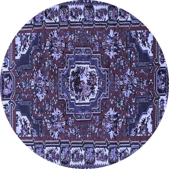 Round Machine Washable Persian Blue Traditional Rug, wshtr2209blu
