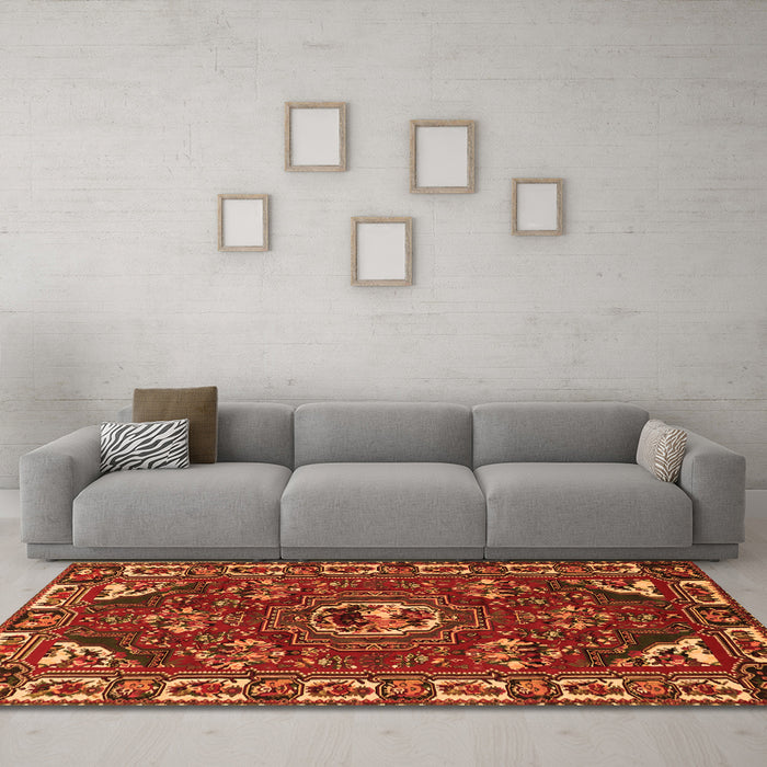 Machine Washable Persian Orange Traditional Area Rugs in a Living Room, wshtr2209org