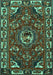 Machine Washable Persian Turquoise Traditional Area Rugs, wshtr2209turq