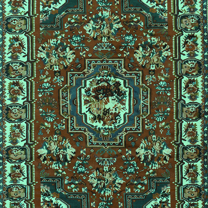 Machine Washable Persian Turquoise Traditional Area Rugs, wshtr2209turq