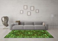 Machine Washable Persian Green Traditional Rug, wshtr2209grn