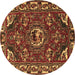 Round Persian Brown Traditional Rug, tr2209brn