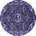 Round Persian Blue Traditional Rug, tr2209blu