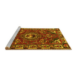 Sideview of Machine Washable Persian Yellow Traditional Rug, wshtr2209yw