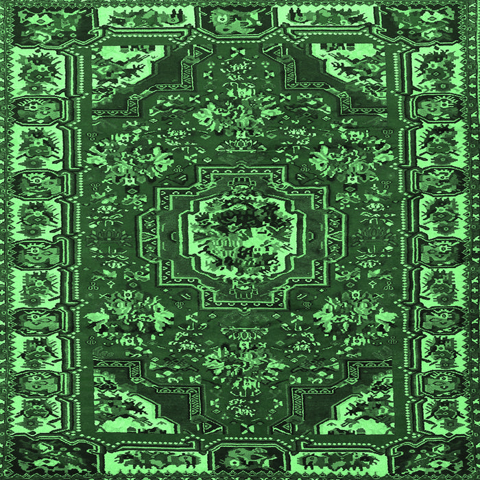 Square Machine Washable Persian Emerald Green Traditional Area Rugs, wshtr2209emgrn