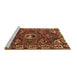 Sideview of Machine Washable Persian Brown Traditional Rug, wshtr2209brn