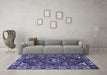 Machine Washable Persian Blue Traditional Rug in a Living Room, wshtr2209blu