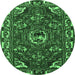 Round Persian Emerald Green Traditional Rug, tr2209emgrn