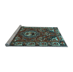 Sideview of Machine Washable Persian Light Blue Traditional Rug, wshtr2209lblu