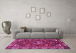 Machine Washable Persian Pink Traditional Rug in a Living Room, wshtr2209pnk