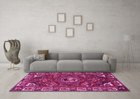 Machine Washable Persian Pink Traditional Rug, wshtr2209pnk