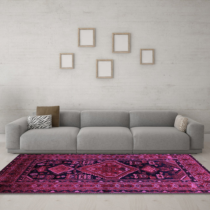 Machine Washable Persian Purple Traditional Area Rugs in a Living Room, wshtr220pur