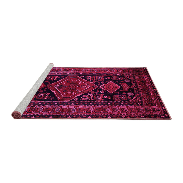 Sideview of Machine Washable Persian Pink Traditional Rug, wshtr220pnk