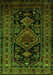 Serging Thickness of Machine Washable Persian Green Traditional Area Rugs, wshtr220grn