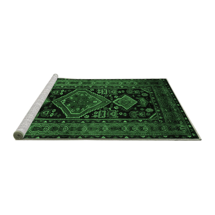 Sideview of Machine Washable Persian Emerald Green Traditional Area Rugs, wshtr220emgrn
