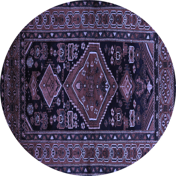 Round Machine Washable Persian Blue Traditional Rug, wshtr220blu