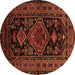 Round Machine Washable Persian Brown Traditional Rug, wshtr220brn