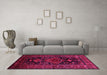 Machine Washable Persian Pink Traditional Rug in a Living Room, wshtr220pnk