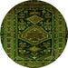 Square Persian Green Traditional Rug, tr220grn