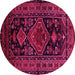 Round Machine Washable Persian Pink Traditional Rug, wshtr220pnk