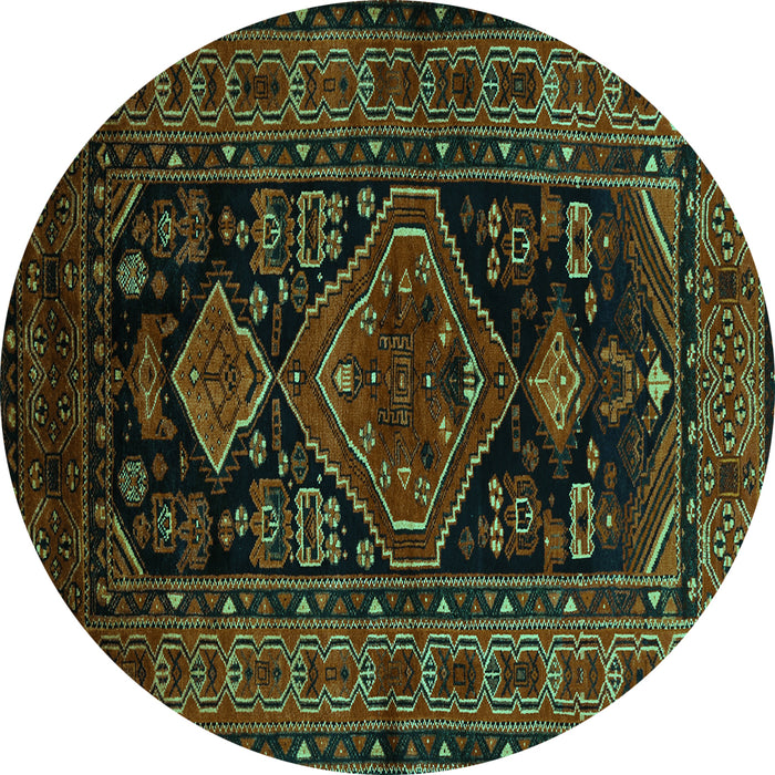 Round Machine Washable Persian Turquoise Traditional Area Rugs, wshtr220turq