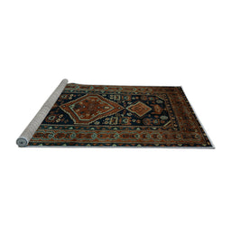Sideview of Machine Washable Persian Light Blue Traditional Rug, wshtr220lblu