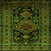 Round Machine Washable Persian Green Traditional Area Rugs, wshtr220grn