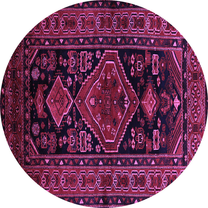 Round Machine Washable Persian Purple Traditional Area Rugs, wshtr220pur