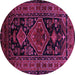 Round Machine Washable Persian Purple Traditional Area Rugs, wshtr220pur