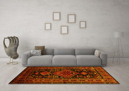 Machine Washable Persian Yellow Traditional Rug in a Living Room, wshtr220yw