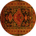 Round Machine Washable Persian Yellow Traditional Rug, wshtr220yw