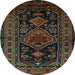 Round Machine Washable Persian Light Blue Traditional Rug, wshtr220lblu