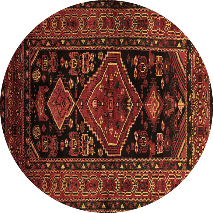 Round Persian Brown Traditional Rug, tr220brn