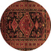 Round Persian Brown Traditional Rug, tr220brn