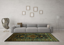 Machine Washable Persian Turquoise Traditional Area Rugs in a Living Room,, wshtr220turq