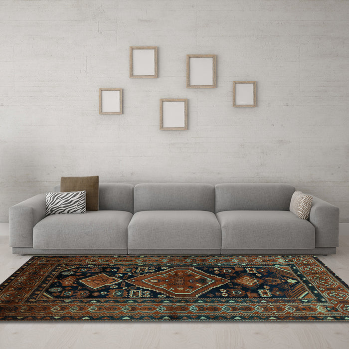 Machine Washable Persian Light Blue Traditional Rug in a Living Room, wshtr220lblu